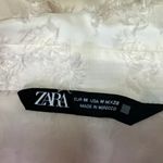 ZARA  White Textured Jacquard Floral Long Sleeve Button Down Shirt Blouse Top M Photo 3