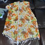 The Room Mates Tropical Flower Print Kimono medium cardigan short sleeve hem tassel Photo 6