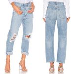 AGOLDE NWT Mid Rise Loose Fit Distressed Denim Straight Jeans Fall Out Womens 25 Photo 1