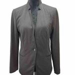 Banana Republic Black Blazer Mandarin Collar Polyester Spandex Blend One Button Photo 0