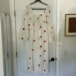 Free People NEW  Emory Embroidered Cotton-Linen Blend Midi Dress Ivory NWOT Sz S Photo 4