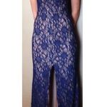B Darlin Navy Blue Lace Formal Prom Dress Backless Halter A Line Junior Size 1-2 Photo 0