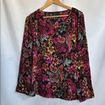 Investments Size XL Multicolor Floral Blouse with sleeves button Photo 1