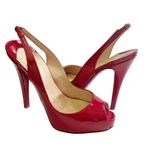 Christian Louboutin Patent Slingback Heels Red Women’s Size 36 Platform Peep Toe Photo 2