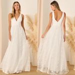 Lulus Sweetest Beloved White Mesh Embroidered Sleeveless Maxi Dress Size L Size L Photo 1