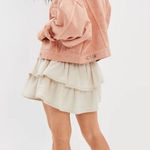 American Eagle  AEO Cropped Denim Jacket in Peach Size XXL Photo 0