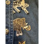 Keren Hart Denim Shirt Women Size Small Embroidered‎ Long Sleeve Safari Read Blue Photo 3