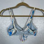 Blackbough Women S Cream Blue Floral Bikini Top Scrunch Front Beaded Adjustable Photo 3