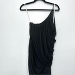 Halston Heritage Black One Shoulder Draped Asymmetrical Dress Small Photo 4