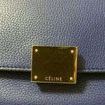 CELINE Authentic Leather/Calfskin Suede Trapeze Indigo Shoulder/Top Hand… Photo 2
