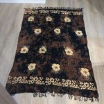 Extra Large brown tie dye floral fringe wrap scarf Photo 0