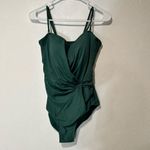 Nicole Miller bandeau twist drape swimsuit green size l Photo 1