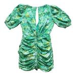 RONNY KOBO Silk Midi Length Dress gFloral Ruched Neck Mini Dress Size L Green Size L Photo 4