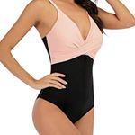 NWD Peach & Black Ruched One Piece Tummy Control Slimming One Piece Swimsuit XL Photo 1