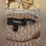 Theory knit crewneck sweater in various shades of brown and beige. Photo 4