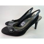 Alex Marie Pump Heels 10M Black Suede Slingback Button Detail Country Club Photo 3