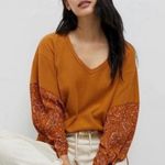 Anthropologie Annette Floral Sleeve Oversized Thermal Top Photo 0