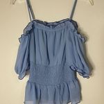 Lovers + Friends  Blue off shoulder cinched top Photo 0