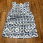Lands' End Womens Blue White Geo Print High Neck Modest Tankini Swim Top Size 12 Photo 1