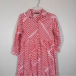 Monoprix Femme Red White Striped Tiered Midi Dress Womens S Prairie Boho Casual Photo 9