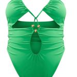 Pretty Little Thing NWT sz 18 Green gold beaded sexy swim suit Photo 5