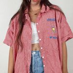 Looney Tunes  Red & White Check Short Sleeve Button Up Shirt Photo 0