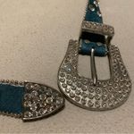 Western Rhinestone Cowgirl Cowboy Bling Studded Genuine Leather Belt Green Photo 1