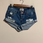 One Teaspoon  Bandits Relaxed Fit Long Rise Distressed Destroy Shorts- Size 25 Photo 8