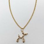 18k Gold Filled Cuban Chain with Balloon Dog Pendant Womens Minimalist Necklace Photo 0
