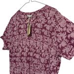 Lucky Brand NWT  Women XL Floral Print Short Sleeve T Shirt Burgundy Pink Casual Photo 4