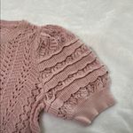 EXPRESS Pink Puff Sleeve Blouse with Ruffled Ribbed Design Photo 3