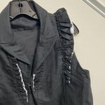 Jil Sander  Ruffles Black Vest Tops Woman 100% Wool Silk Size 38 Rare Photo 3