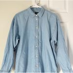 J.Crew  Relaxed Fit Chambray Shirt Womens 8 Blue Long Sleeve Button Up Preppy Photo 3