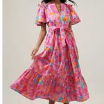 Sugar Lips  Women's XS Floral Tiered Shift Midi Dress Multicolor Spring Photo 4