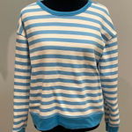 Draper James Blue and White Striped Women's pullover sweatshirt Photo 0