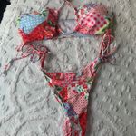 Amazon Women’s Small Strawberry Shortcake Patchwork Bandeau Bikini Set Photo 2
