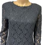 August Silk Vintage  Black Lace Lagenlook Long Sleeve Zip Back Midi Dress Size 6 Photo 4