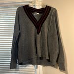 Urban Outfitters  Gray Striped V Neck Sweater Shirt Photo 4