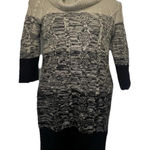Studio One New York Woman’s Size L Black Tan Cable Knit Sweater Dress Cow Neck Size L Photo 0
