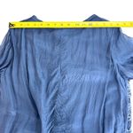 Belle France Blue Long Sleeve Silk Blouse Silver Embroidered Tunic Top Small Photo 6