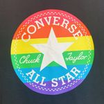 Converse  Classic Fit Black Shirt Rainbow Logo Size XS EUC #2558 Photo 2