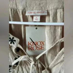Knox Rose Knox Rose NWT Women’s Gauze Beige Bohemian Embroidered Tassel Top Size M Photo 6