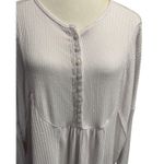 Free People Oversized Thermal Henley Waffle Knit Top Tunic White Long Sleeve (M) Photo 5