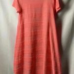 LuLaRoe WO SIZE SMALL CORAL COLOR DRESS HIGH LOW HEM RAISED HORIZONTAL DESIGN Photo 9