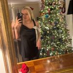 Forever 21  black satin dress with a white bow accent Photo 1