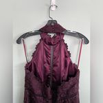 Bardot  Short Lace High-Neck Purple Dress with Illusion Details Sz 8 Photo 4
