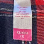 No Boundaries  Womens Plaid Flannel Shirt Top Red Navy Blue Collared Long Sleeve Photo 9