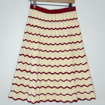 Handmade Vintage Crocheted Skirt Sz M Boho Holiday Red White Stripe Holiday Knit Photo 0