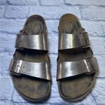 Birkenstock Arizona Soft Footbed Women Metallic Rose Gold Leather Sandal Size ? Photo 2