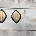 Vintage Clip On Earrings Black & Gold Tone Diamond Shape Photo 1
